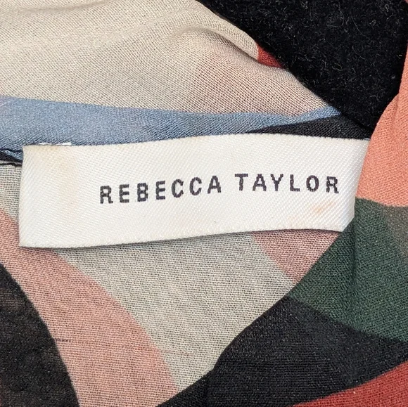 Rebecca Taylor Botanical Garden Mock Neck Silk Blouse size 4 - Picture 8 of 8